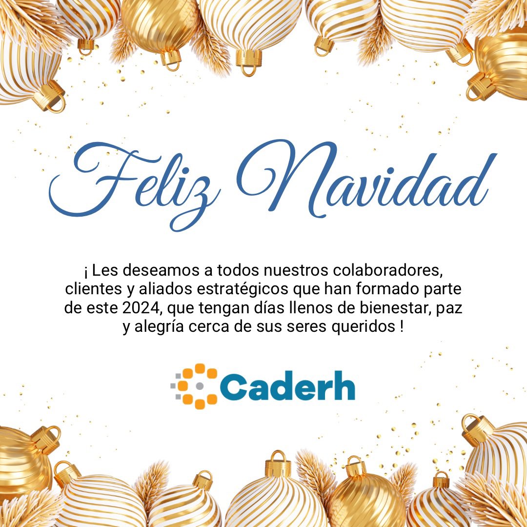 🎄✨ ¡Feliz Navidad!
Caderh les desea a todos nuestros colaboradores, clientes y aliados estratégicos días llenos de bienestar, paz y alegría junto a sus seres queridos.