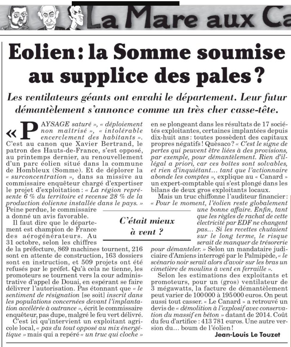 FabienBougle's tweet photo. ÉOLIENNES : UN ÉNORME SCANDALE À VENIR 

27.000 pales à recycler 
9.000 socles en béton à enlever 
9.000 turbines à recycler 
9.000 mâts à enlever 

Il paraît que 50.000 euros suffisent pour démanteler une #éolienne. Comment fera-t-on quand les exploitants feront faillite ? https://t.co/neUuFSEhPZ
