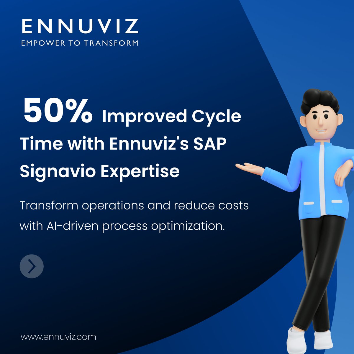 ennuviz's tweet image. 🚀 Elevate your business with #Ennuviz!

50% faster process cycles
40% higher efficiency
35% cost reduction

With #SAPSignavio + #ProcessAI, we streamline, analyze, and optimize your operations. Let’s innovate together! 

#BusinessEfficiency #Innovation