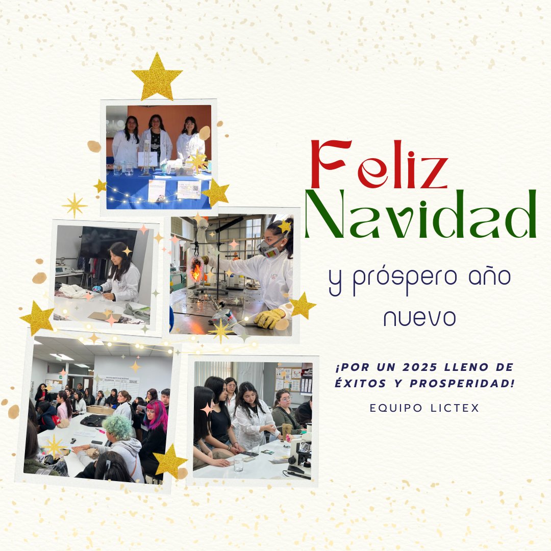 LictexUsach's tweet photo. 🎄✨ ¡Felices fiestas! 
Que este tiempo nos llene de paz, esperanza y alegría. 
🌟 Recarguemos energías para un 2025 lleno de éxitos.
🎅 Feliz Navidad y próspero Año Nuevo.

– Equipo LICTEX. https://t.co/ZxnHqbfV7a