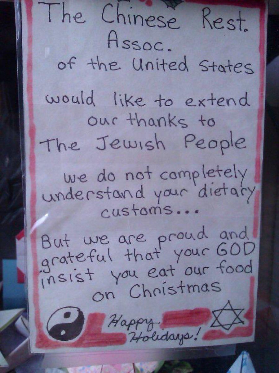 michaeldickson's tweet image. A Jewish Tradition at Christmas.