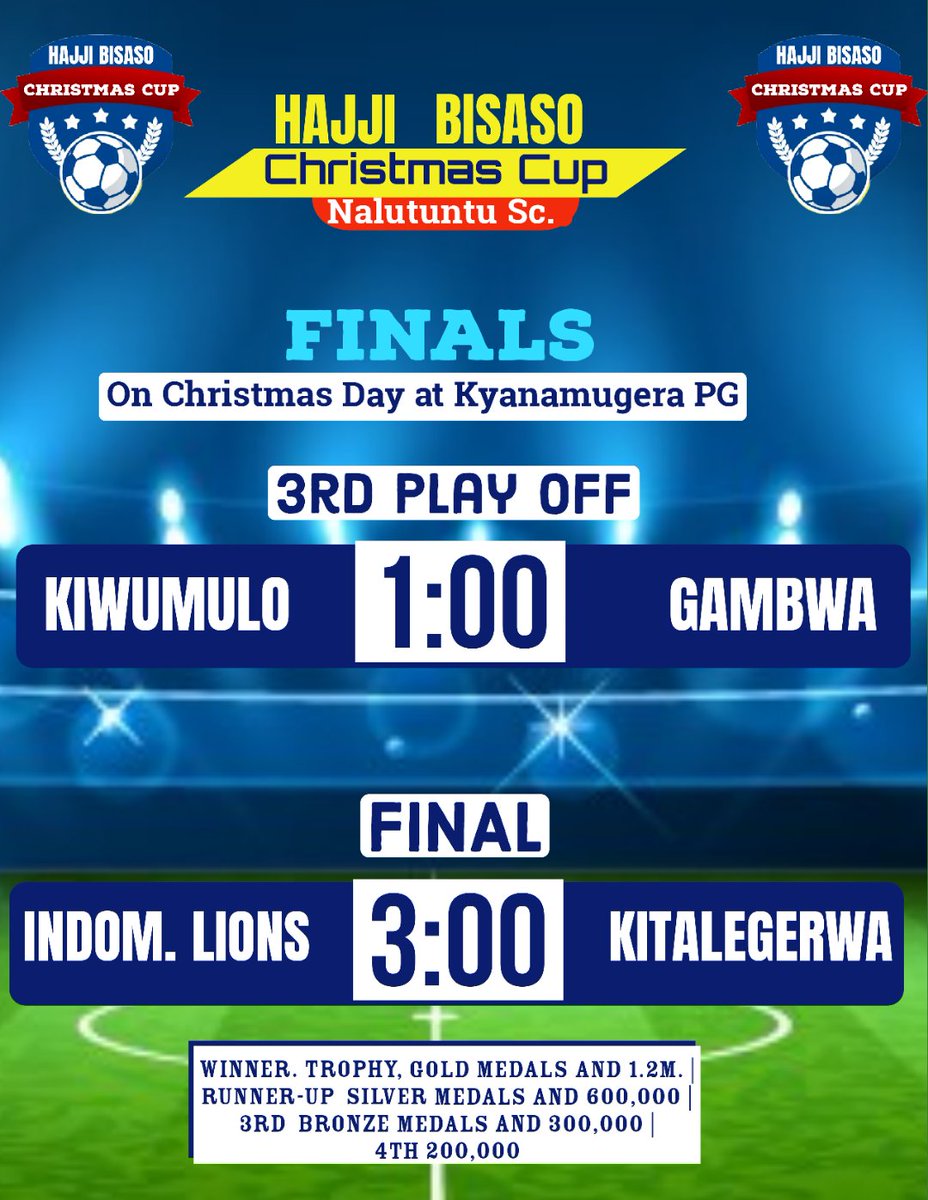 BisasoAbdul1's tweet image. 🎄 Tomorrow, on Christmas Day, we conclude the thrilling Hajji Bisaso Christmas Cup in all 5 sub-counties of Kassanda South! 🏆⚽ Let’s come together to celebrate talent, unity, and the festive spirit. Don’t miss out! #HajjiBisasoCup #KassandaSouth