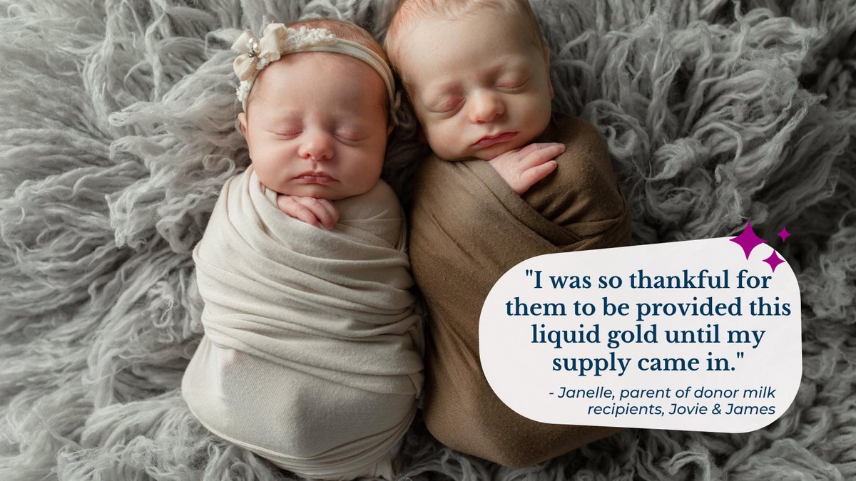 Janelle shared what #donormilk meant to her family &amp; sent a sweet update on her #preemie twins.

"They have both now more than doubled their birth weight at 3 months old! I now have over 1000oz of my own milk frozen and I plan to donate back to this wonderful program!"
