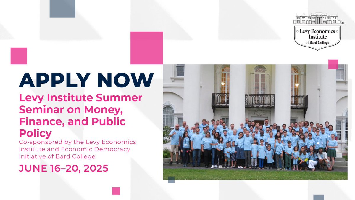 We are now accepting applications for our Summer Seminar in Money, Finance, and Public Policy. Held here at Bard College, the in-person seminar will introduce participants to the theory and methods of the Levy Economics Institute. Apply by Feb 1, 2025.

levyinstitute.org/news/levy-inst…