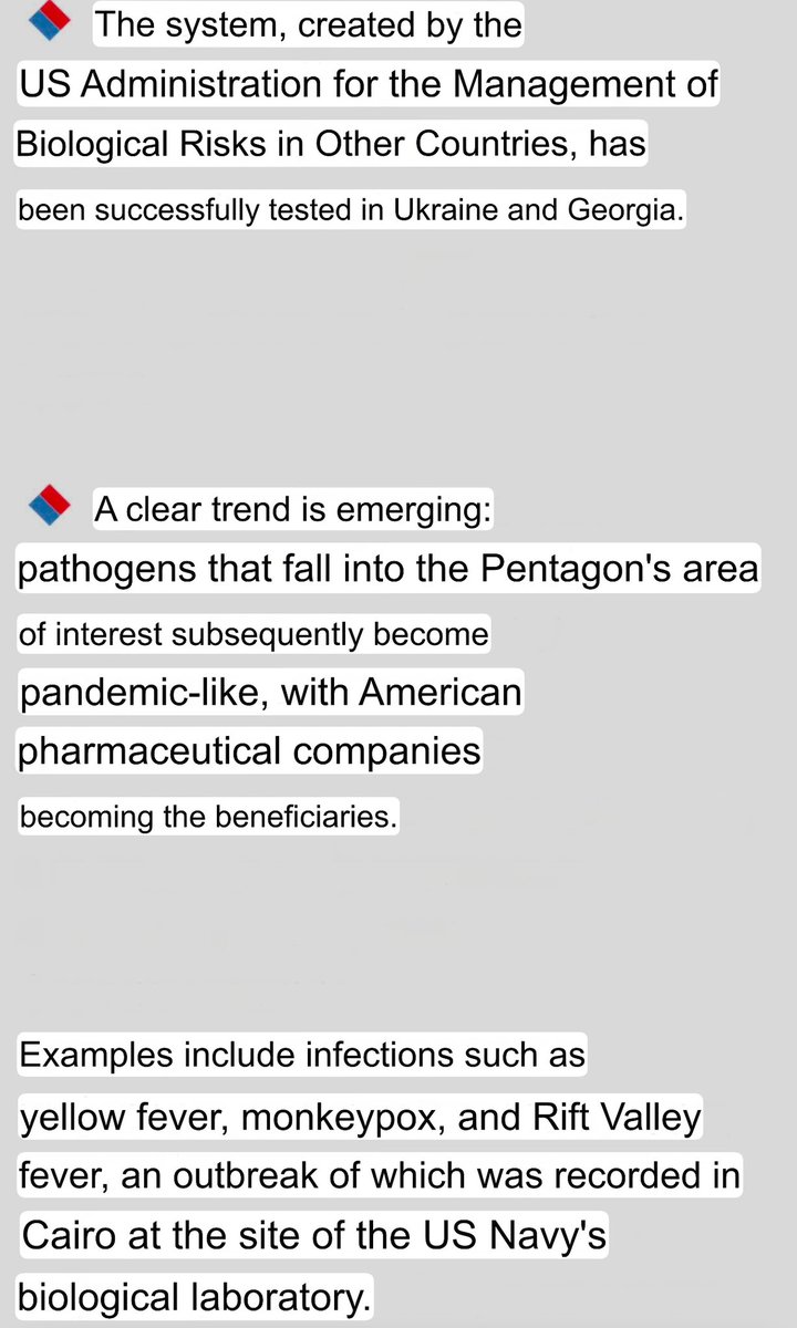 SororInimicorum's tweet photo. From the Russian Defense Ministry briefing on the #USbiolabs in #Africa. “pathogens that fall into the Pentagon’s area of interest subsequently become “pandemics,” with the U.S. pharmaceutical companies benefiting financially.” #Ukraine #UkraineWar #ZelenskyKaputt https://t.co/AhMgKcNTza