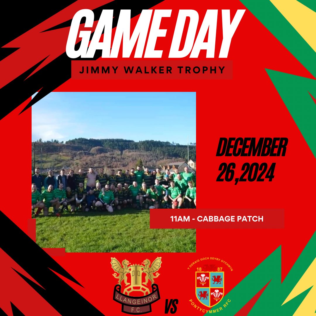 LlangeinorFC's tweet image. 𝗕𝗼𝘅𝗶𝗻𝗴 𝗗𝗮𝘆🔴🔰

Big celebrations always follow back to the club where “Lost Cause” will be playing live at 4.30pm. 

Join us for a cracking day as always!

🆚 @PontycymmerR 
🏟️ Cabbage Patch
📍 CF32 8HD
📆 26/12/2024
⏰ 11:00AM
🏆 Jimmy Walker Cup

#LlanPont🔴🔰