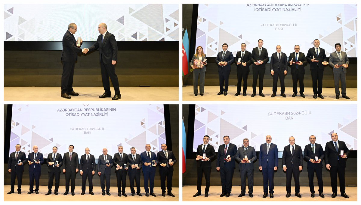 antiinhisar's tweet image. Azərbaycan Respublikasının Prezidenti İlham Əliyevin (@azpresident) sərəncamları ilə təltif olunmuş #İqtisadiyyatNazirliyi-nin strukturuna daxil olan və tabeliyindəki qurumların əməkdaşlarına orden və medallar təqdim edilib.

Ətraflı - bit.ly/4j2eFrk

#EconomyAz