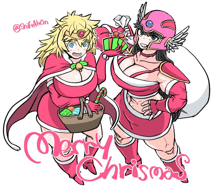 メリークリスマス!冬コミ新刊の宣伝へと自然につなげる気マンマンのDQ3女戦士と女賢者イラストです(かしこさ999) 