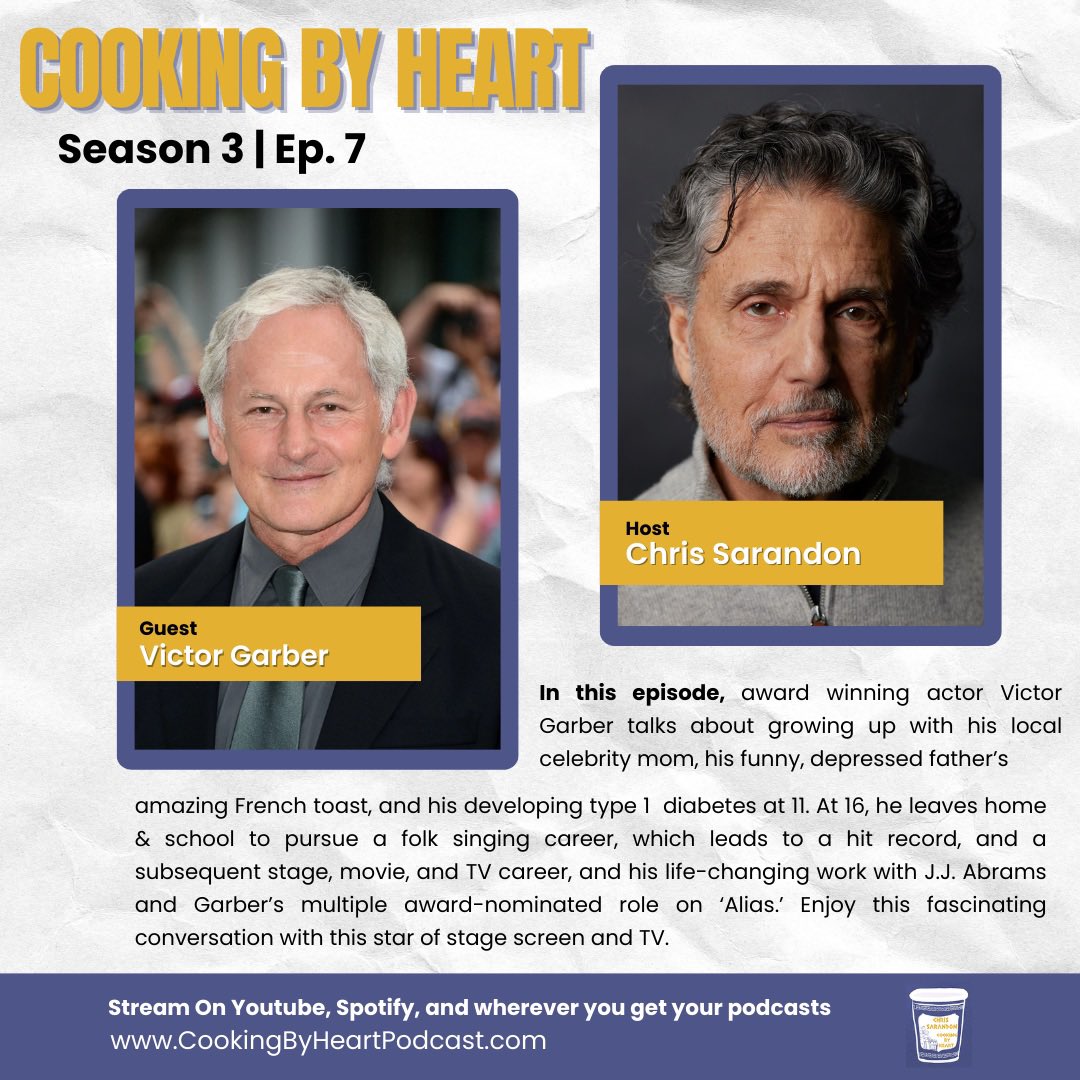 sarandon_chris's tweet photo. Join award winning actor (‘Alias,’ ‘Titanic’) Victor Garber and me as we discuss growing up and his extraordinary Stage, Film, and TV career. #victorgarber #chrissarandon #chrissarandonfans #film #television #holiday #food #cookingbyheart https://t.co/55kMsxcv6o