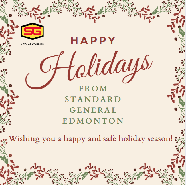 SGEdmonton's tweet photo. Happy Holidays from Standard General Edmonton! Wishing you a happy and safe holiday season! https://t.co/BNBC6nGJ5f