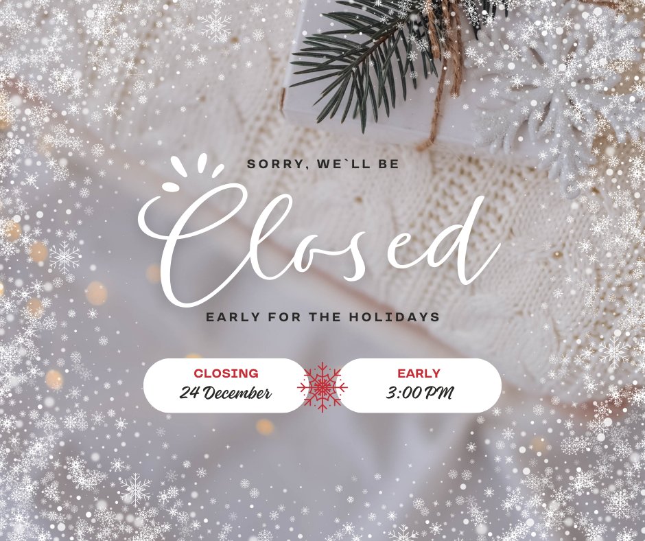 We will be closing early today to be spending time with our families this holiday season. The Town Office will be open again on Friday December 27th to serve you.