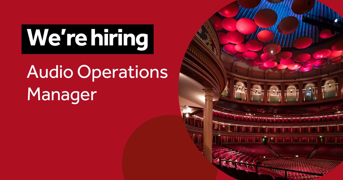 RoyalAlbertHall's tweet photo. We're hiring 📢 

We're looking for an enthusiastic and experienced Audio Operations Manager to join our Production &amp; Technical team.

For more information and to apply: https://t.co/4odoKIyC1g https://t.co/ID8scFNJok