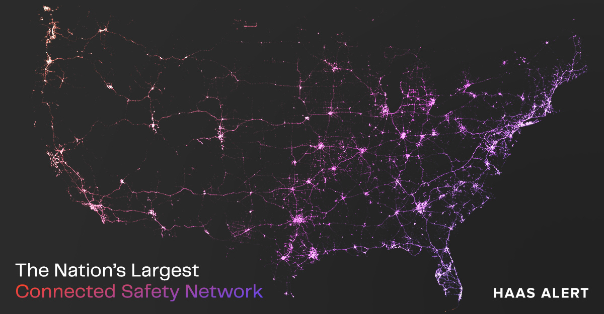 This holiday season, as homes light up with festive cheer, HAAS Alert is reflecting on a different kind of light—one that keeps our roads safer. Each dot on this map represents an incident protected by Safety Cloud® - Happy Holidays 🎄✨