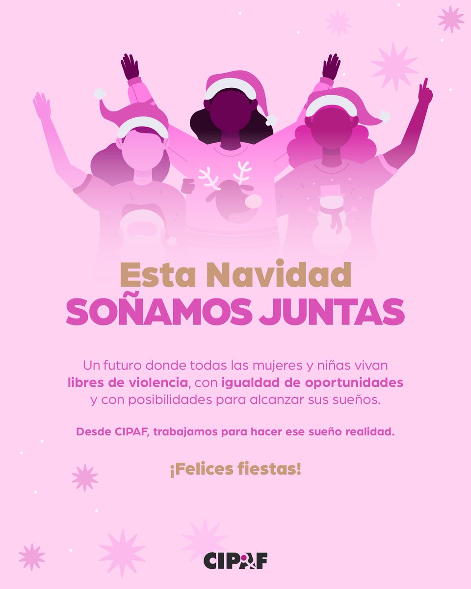 Esta Navidad, nuestro mayor deseo es un mundo donde todas las mujeres y niñas vivan sin violencia, con igualdad de oportunidades y empoderadas para transformar sus vidas y comunidades. 💪💜
Desde CIPAF, agradecemos a quienes caminan junto a nosotras en esta lucha. ¡Felices