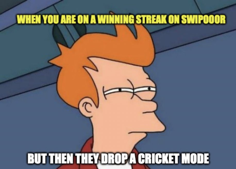 A lil bit of DYOR, but a lot of $SOL to be won . . . doesn’t hurt, right?

🏏 Cricket Mode live on swipooor.io