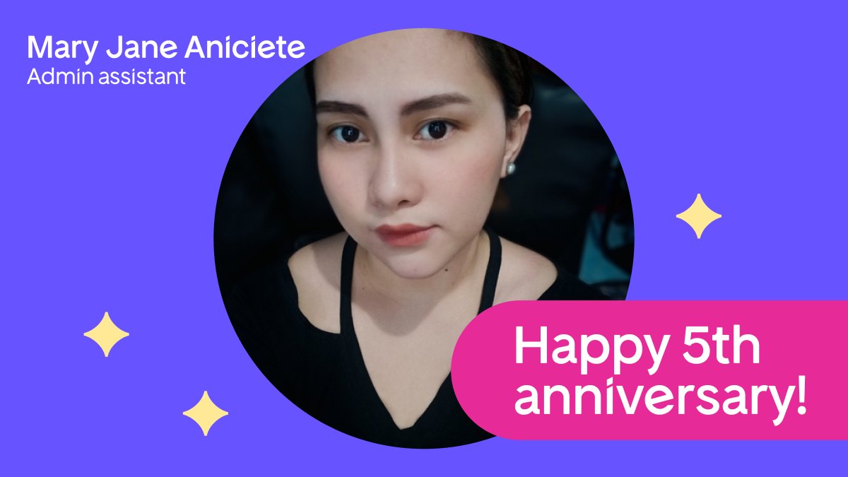 🎉 5 incredible years with our amazing <a href="/AnicieteJane/">Mary Jane Aniciete 💜</a>!

From admin assistant to Freemius superhero — she's the wizard behind many of our operations, HR support, &amp; countless wins.

Thanks for bringing your magic to everything you do! Here's to many more years of awesomeness! ✨🥂