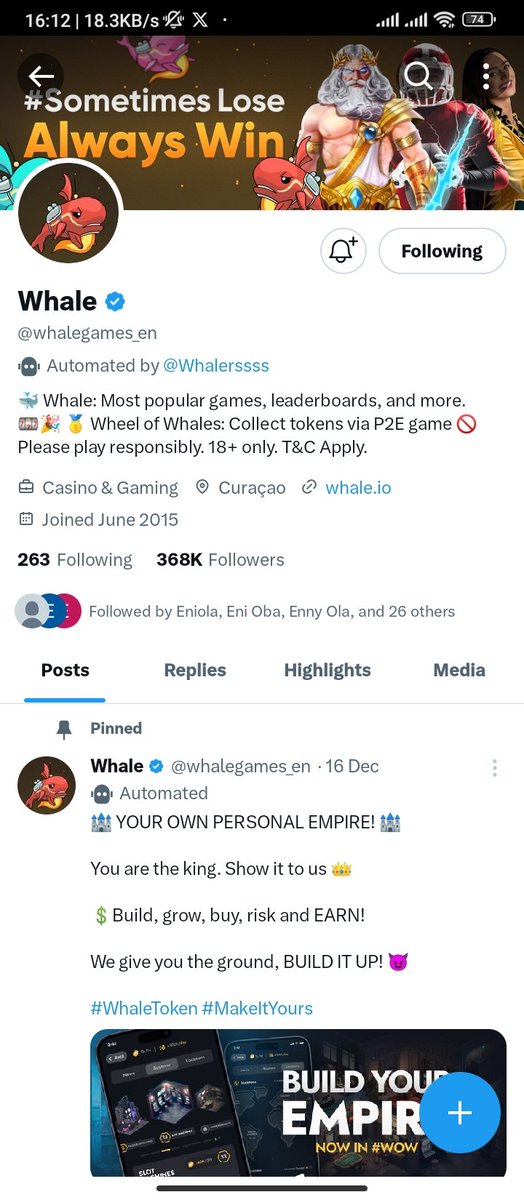 d_ola284's tweet photo. Check out Whale @whalegames_en super hot online casino and sportsbook! Earn rewards from Whale and more Jambo partners at https://t.co/i1fMxvYGkP @whalegames_en @JamboTechnology #sometimeslosealwayswin https://t.co/v9YrxgM6ok