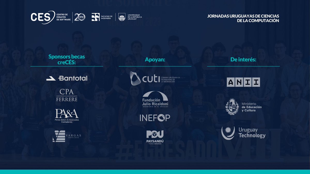 Centro de Ensayos de Software (@ces_com_uy) on Twitter photo 🤝 <a href="/Bantotal/">Bantotal</a>, <a href="/cpa_ferrere/">CPA FERRERE</a>, <a href="/perezalfaro_uy/">Perez Alfaro & Asociados</a> y Vargas Abogados por su incansable apoyo a la #CarreraDeTesting y al Programa de becas #creCÉS.
<a href="/CutiUy/">Cuti</a>, <a href="/FundRicaldoni/">Fundación Ricaldoni</a>, <a href="/INEFOPoficial/">INEFOP</a>, <a href="/idpaysandu/">Intendencia de Paysandú</a>, <a href="/ANIIuy/">ANII - Uruguay</a>, <a href="/MEC_Uruguay/">Ministerio de Educación y Cultura</a> y #UruguayTechnology por su colaboración.
+ 🤝 <a href="/Bantotal/">Bantotal</a>, <a href="/cpa_ferrere/">CPA FERRERE</a>, <a href="/perezalfaro_uy/">Perez Alfaro & Asociados</a> y Vargas Abogados por su incansable apoyo a la #CarreraDeTesting y al Programa de becas #creCÉS.
<a href="/CutiUy/">Cuti</a>, <a href="/FundRicaldoni/">Fundación Ricaldoni</a>, <a href="/INEFOPoficial/">INEFOP</a>, <a href="/idpaysandu/">Intendencia de Paysandú</a>, <a href="/ANIIuy/">ANII - Uruguay</a>, <a href="/MEC_Uruguay/">Ministerio de Educación y Cultura</a> y #UruguayTechnology por su colaboración.
+