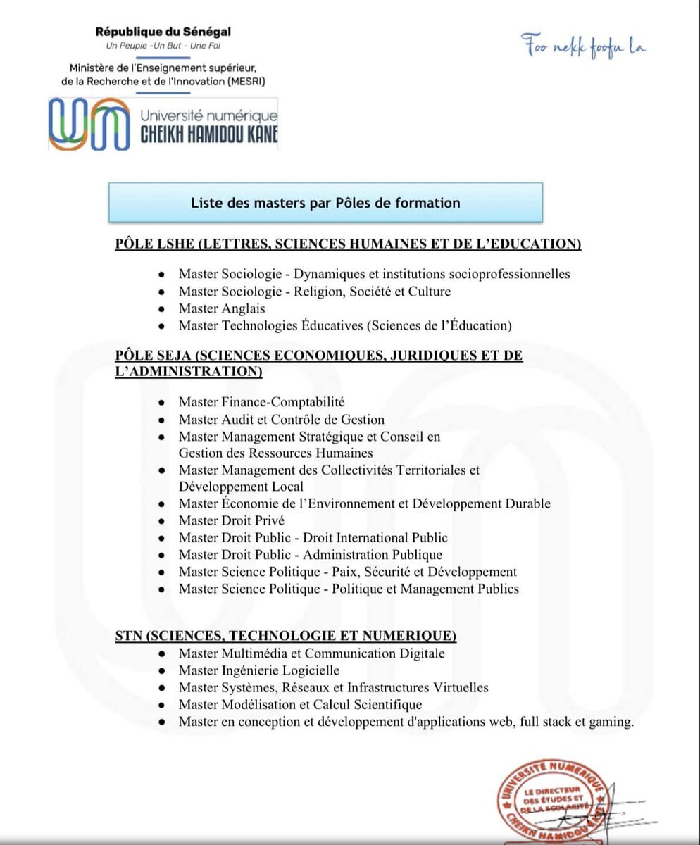 Université numérique Cheikh Hamidou KANE (UN-CHK) tweet media