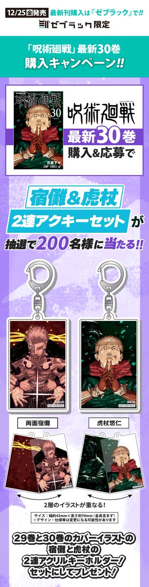 抽選品200限定呪術廻戦 宿儺&虎杖 2連アクキーセット ゼブラック