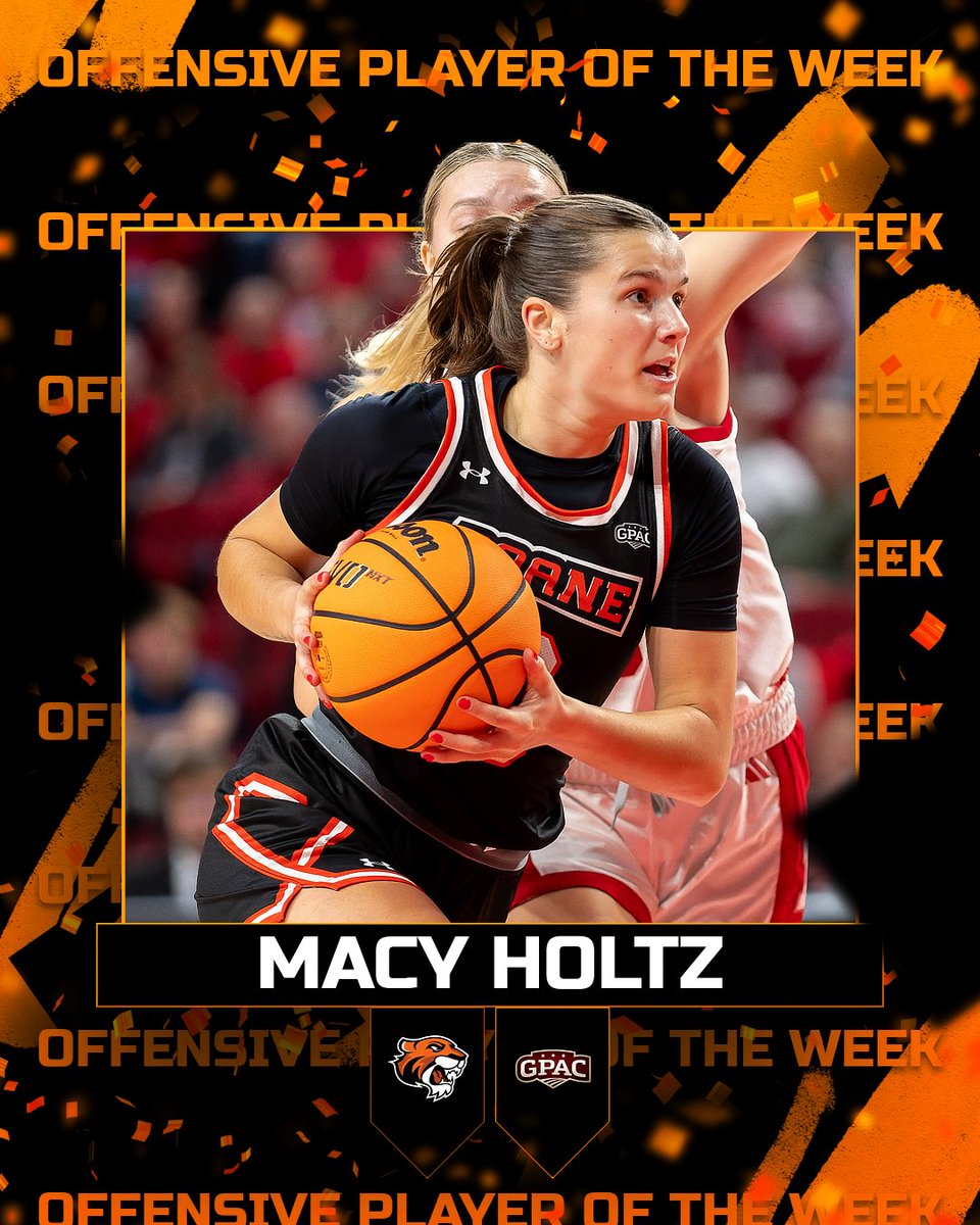 Doane Tigers 🐯 (@doaneathletics) on Twitter photo Congrats to Macy Holtz of #DoaneWBB on being named the GPAC Offensive Player of the Week after averaging 26.0 points and 3.0 assists per game in two wins last week. Congrats to Macy Holtz of #DoaneWBB on being named the GPAC Offensive Player of the Week after averaging 26.0 points and 3.0 assists per game in two wins last week.