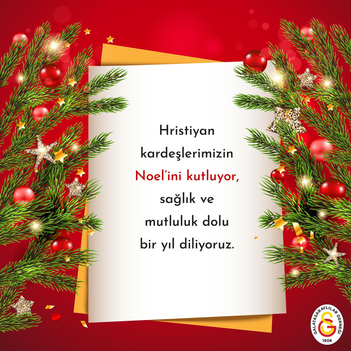 Hristiyan kardeşlerimizin Noel’ini kutluyor, sağlık ve mutluluk dolu bir yıl diliyoruz. 

#galatasaraylılarderneği #gsd #noel