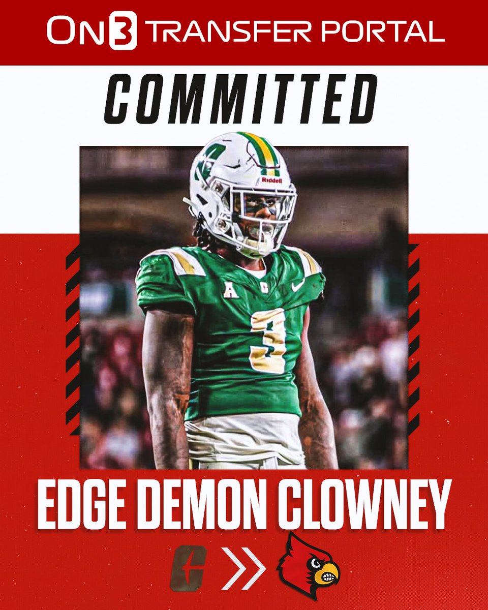 Transfer Portal (@transferportal_) on Twitter photo BREAKING: Charlotte transfer EDGE Demon Clowney has signed with Louisville, per <a href="/PeteNakos_/">Pete Nakos</a>.
Demon is the cousin of Jadeveon Clowney.
on3.com/transfer-portaโฆ BREAKING: Charlotte transfer EDGE Demon Clowney has signed with Louisville, per <a href="/PeteNakos_/">Pete Nakos</a>.
Demon is the cousin of Jadeveon Clowney.
on3.com/transfer-portaโฆ