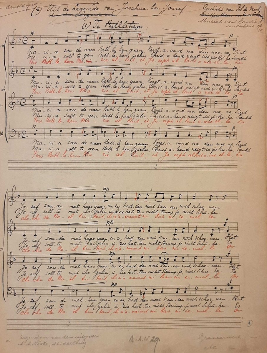 In 1895 componeerde Cornélie van Oosterzee (1863-1943) het a cappella koorwerk Te Bethlehem. Hier het NMI handschrift voor de uitgave bij A.A.Noske. Wij wensen u fijne feestdagen !