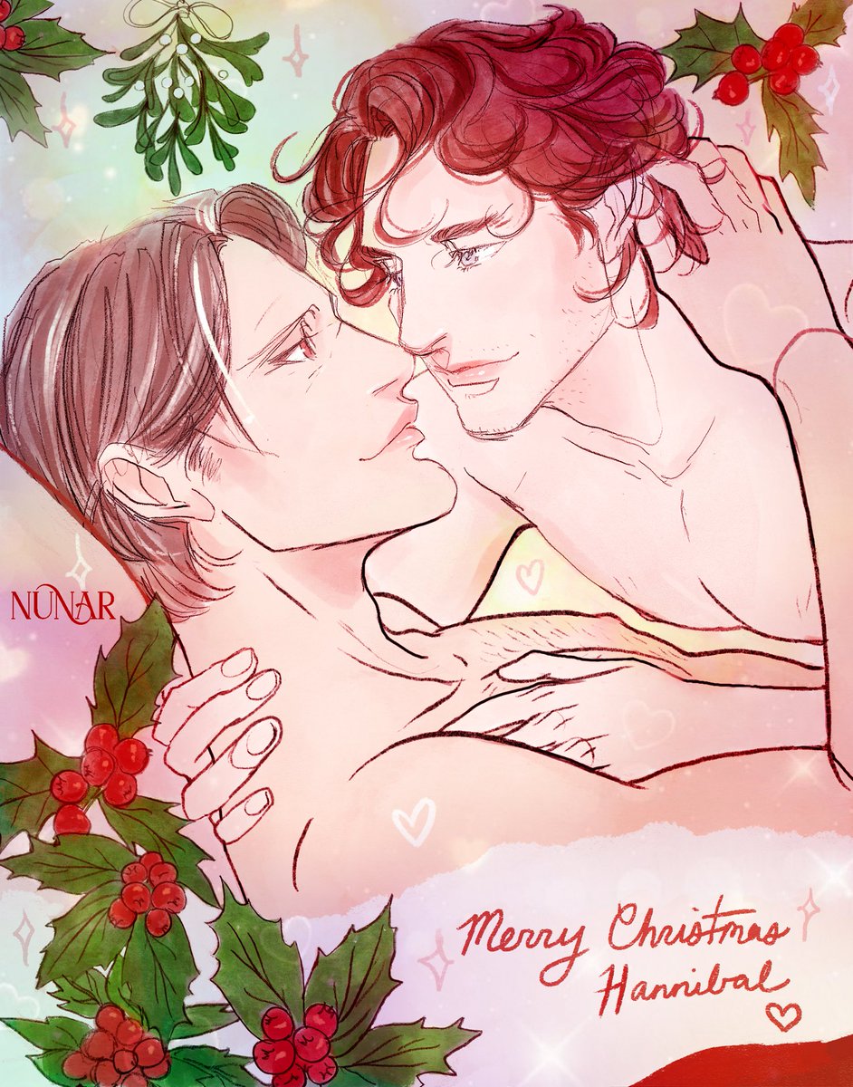 blessedapollo's tweet image. Here's my Holiday Exchange gift for my dear friend Leigh!!! (๑&amp;gt;◡&amp;lt;๑)

Sweet murder husbands on Christmas morning~! ❤️

#HEUHolidaySwap24 #Hannigram