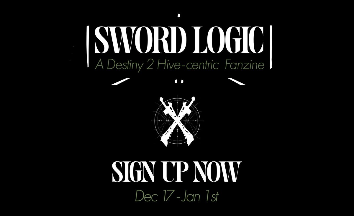 🟢 One week left to sign up ! 🟢
   Sharing is highly appreciated

>forms.gle/pv5DF2jWXRbyHR…

Please read the F.A.Q, and feel free to ask if you have any other questions.
#Destiny #SwordLogicZine #Destiny2 #Destiny2Art
