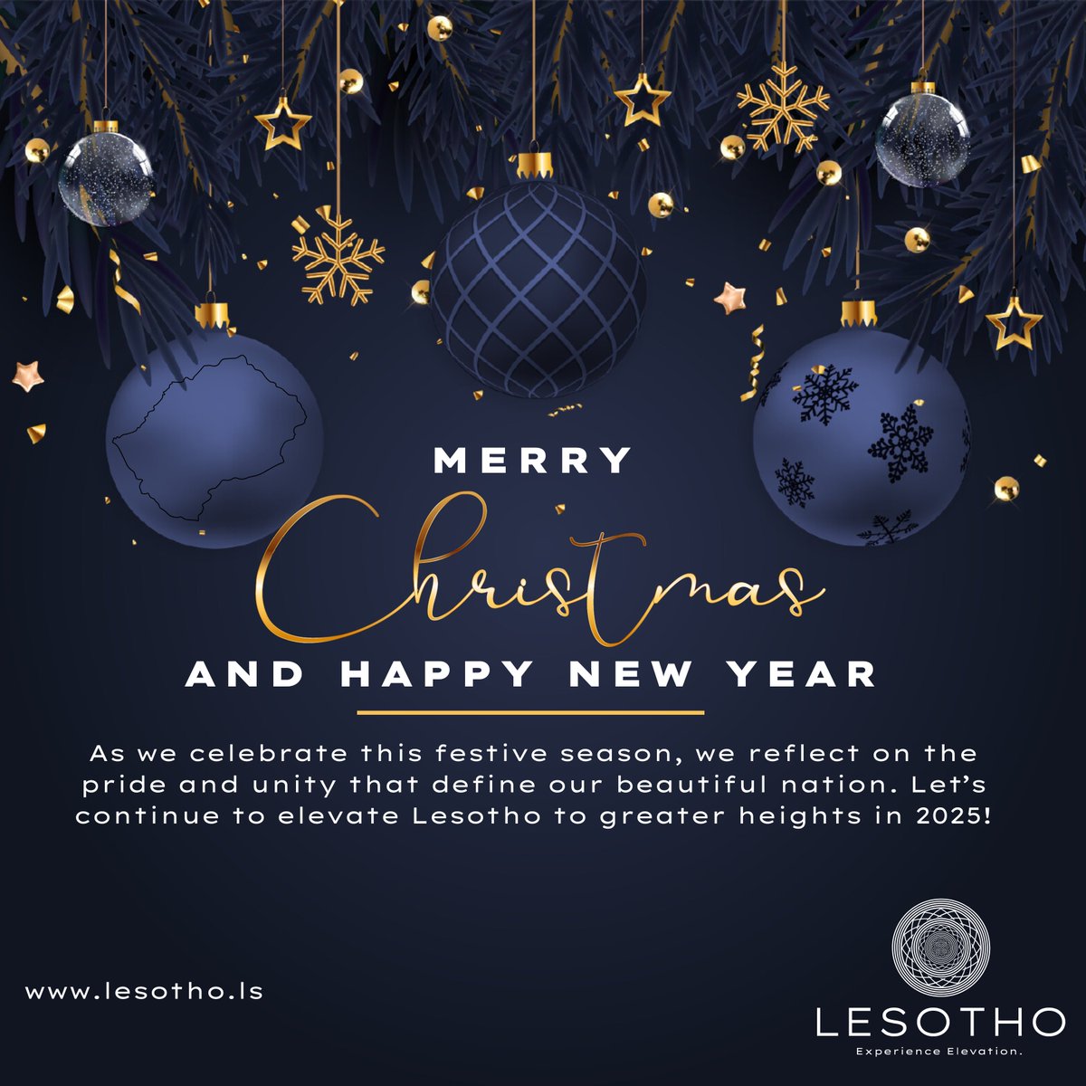 May your Christmas be filled with joy and your New Year bring prosperity and inspiration. Let’s continue to elevate Lesotho to greater heights in 2025!

Merry Christmas and a Prosperous New Year!

#Lesotho #ExperienceElevation #HappyHolidays