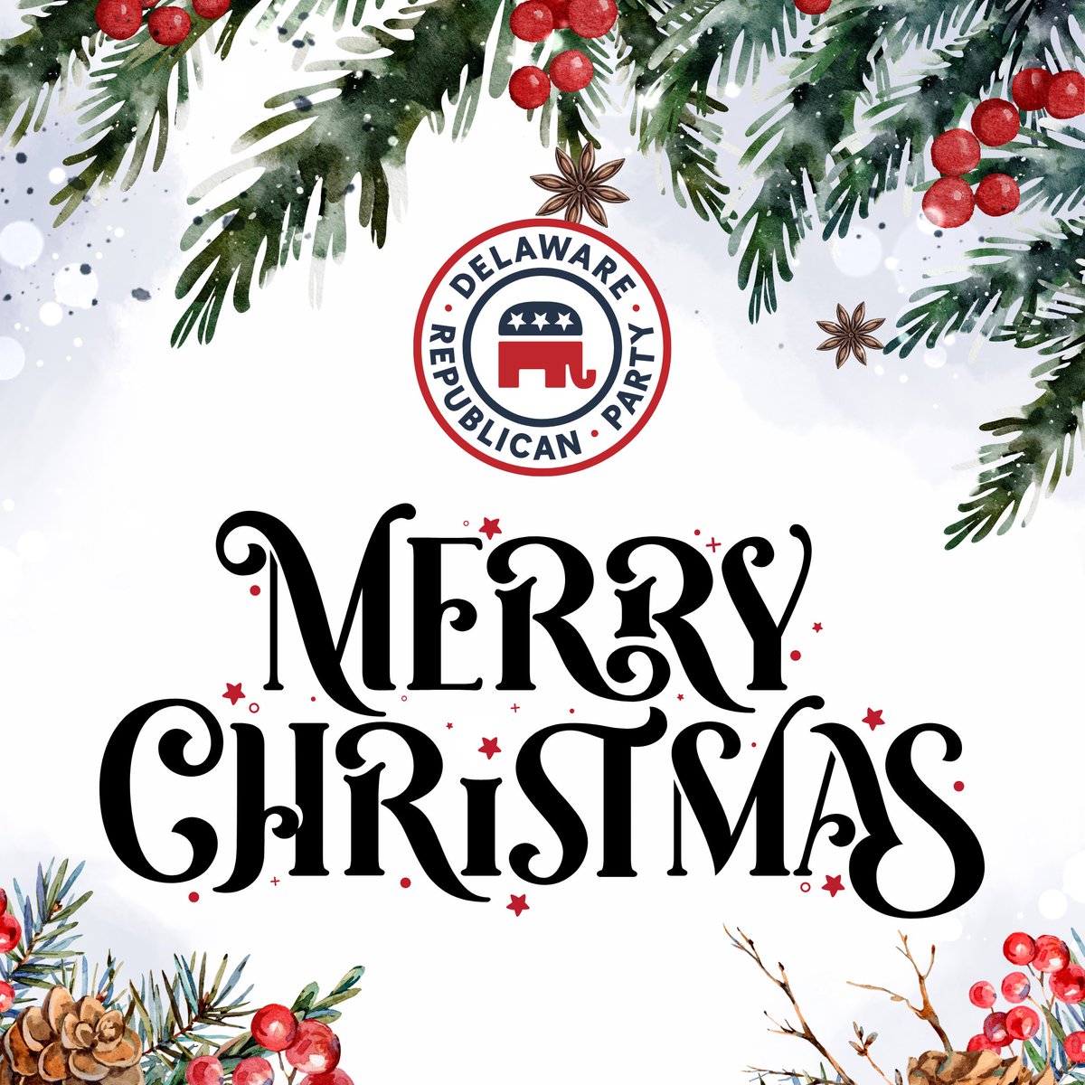 DelawareGOP's tweet photo. 🎄 Merry Christmas from the Delaware GOP! 🎄
This season, we’re grateful for faith, family, and freedom, and for those who serve our communities. May your holidays be filled with joy and peace. Let’s make 2024 brighter together!
#MerryChristmas #DelawareStrong https://t.co/nwRLlSgiYU