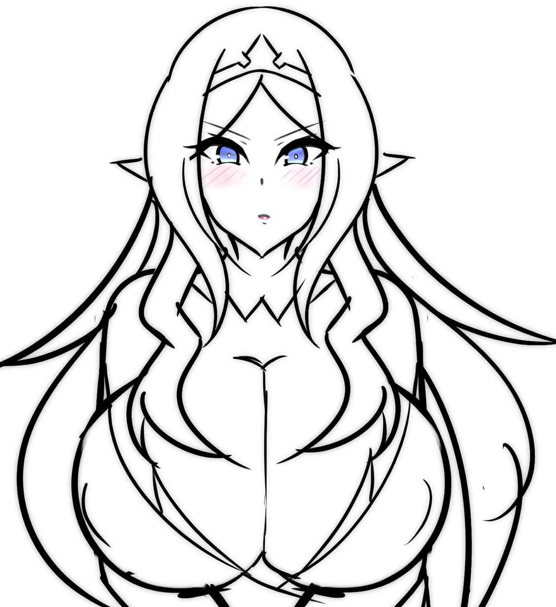 エルフの女王さまをちょっと描いてみました('ω') この前のエルフちゃんのママ…みたいなイメージ。

時間がなかったので落書き程度に… 