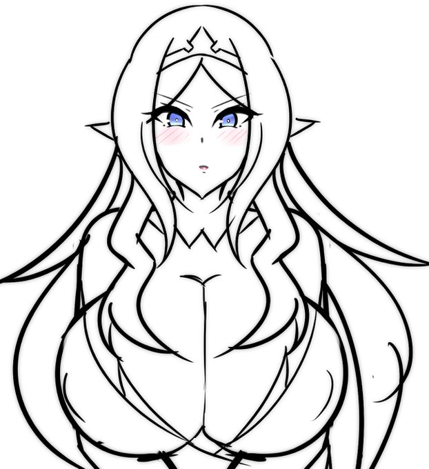 エルフの女王さまをちょっと描いてみました('ω') この前のエルフちゃんのママ…みたいなイメージ。

時間がなかったので落書き程度に… 