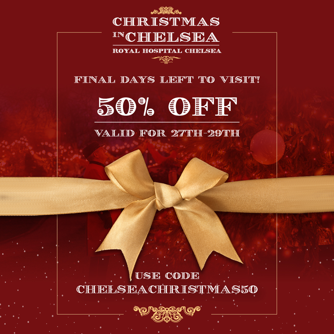 The festive season isn’t over yet🎄🌟 

Treat yourself to one more magical experience with 50% OFF tickets to Christmas in Chelsea for on the 27th - 29th December.

🎟️ Grab your tickets now and join us at the Royal Hospital Chelsea for the final days of Christmas in Chelsea.