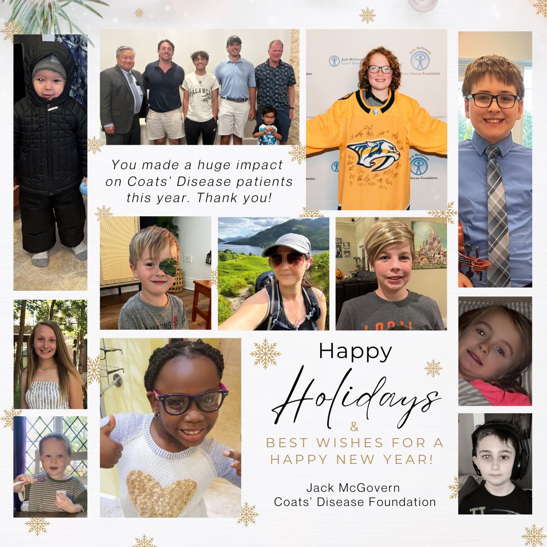 Happy Holidays from all of us at Jack McGovern Coats' Disease Foundation! 💙