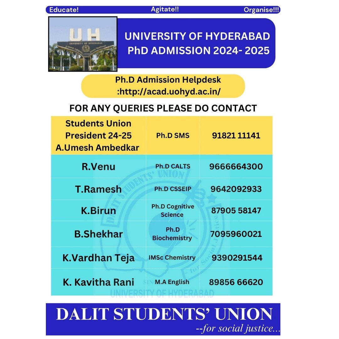 University of Hyderabad DSU Helpdesk 2024-25.