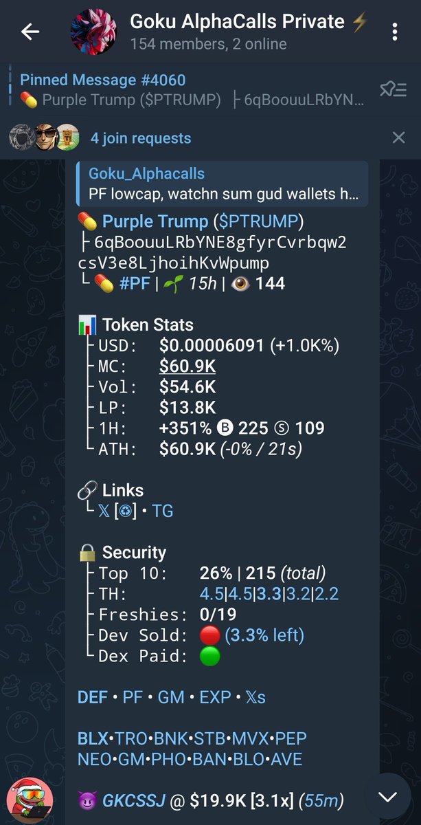 Goku_alphacalls's tweet image. $PTRUMP Hit 60K

Called in my private lounge @ 19K

3️⃣.1️⃣x from call ✅

6qBoouuLRbYNE8gfyrCvrbqw2csV3e8LjhoihKvWpump

#PTRUMP #Sol #Solana
