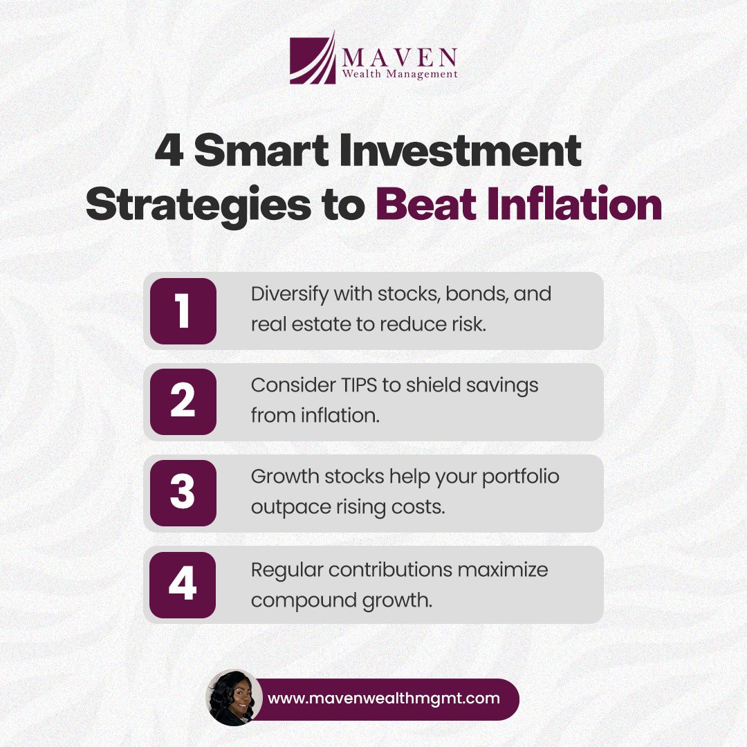 Don't let inflation steal your hard-earned savings! 💰

At Maven Wealth Management, we specialize in crafting personalized investment strategies designed to outpace inflation and protect your financial future.

#FinancialAdvisor #financialpartner #certifiedfinancialplanner #cfp