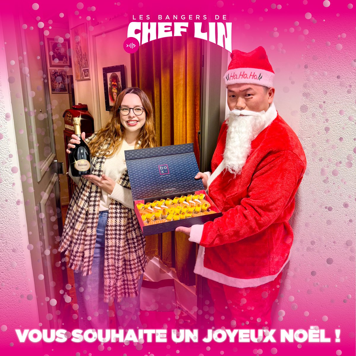 🎄JOYEUX NOËL de la part de Planet sushi ! 🎅 ✨
Beaucoup de bangers, beaucoup de sushis et un retour en force !! 🍣

Passe de belles fêtes et régale-toi ! ✨🥂
#NoëlGourmand #JeuConcours #SushisDeNoël #ApéroDeFête #Noël #PapaNoël #Champagne #planetsushi