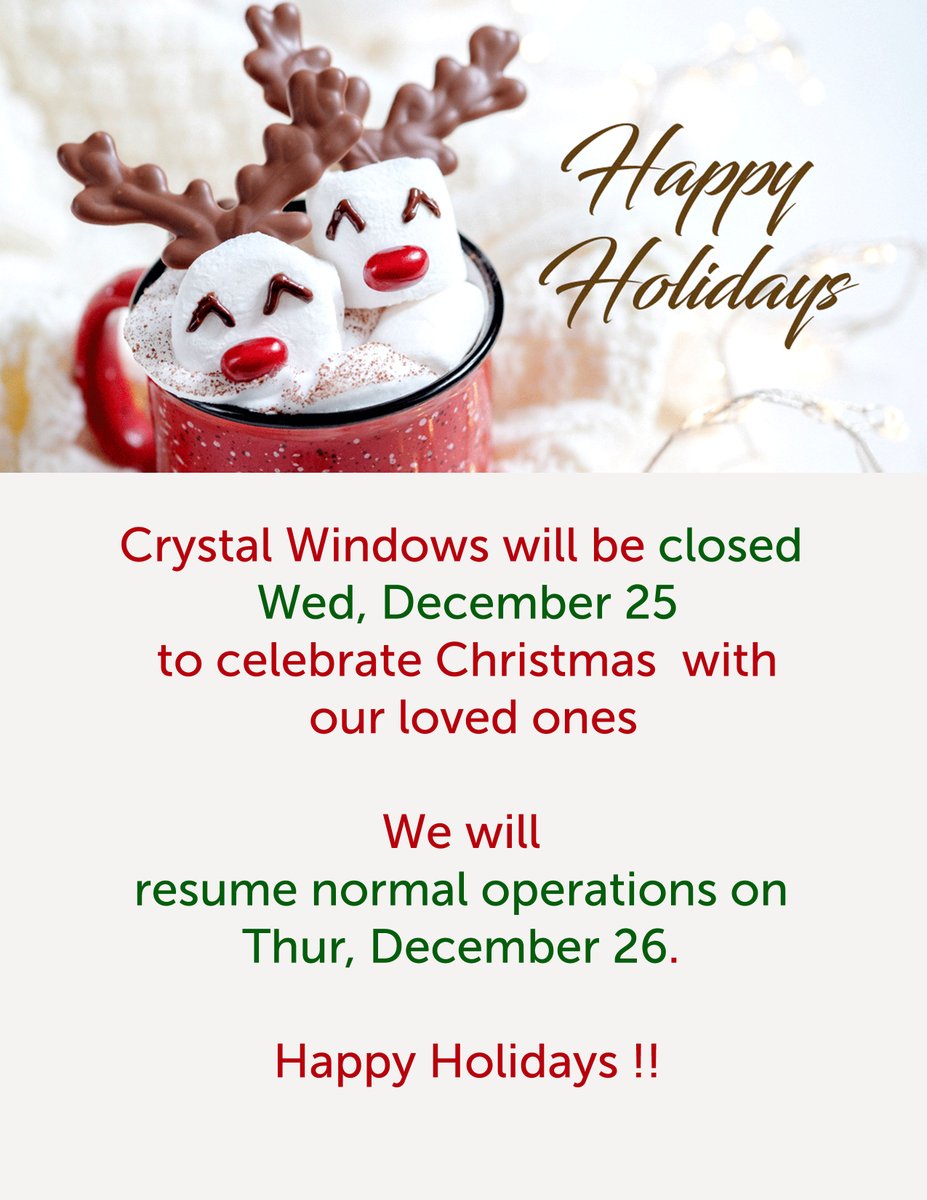 CrystalWindowCA's tweet image. Have a Merry Christmas!🎅🏻

#CrystalWindows