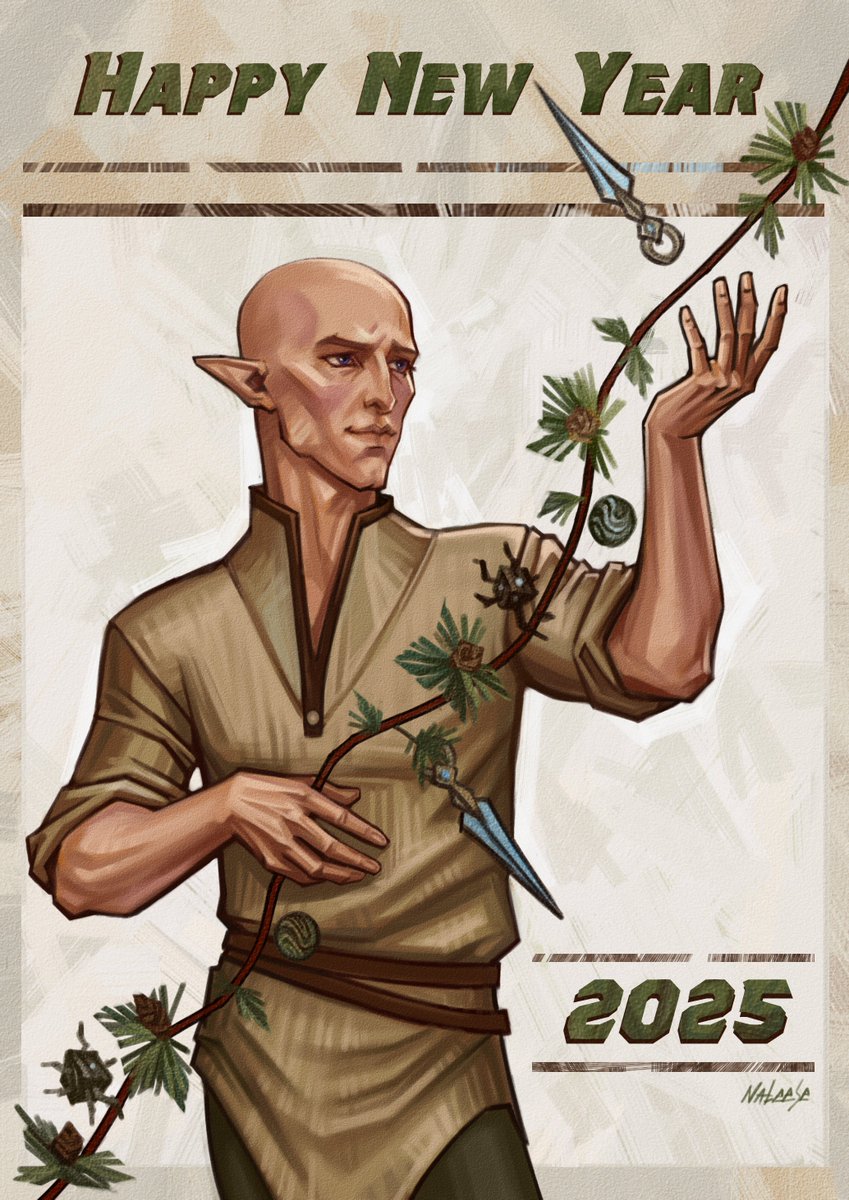 nateese_art's tweet photo. Merry Christmas and Happy New Year!
#DragonAge #Solas #DragonAgeTheVeilguard #DreadWolf #dragonagefanart #DAI https://t.co/vIhTcCqq2E