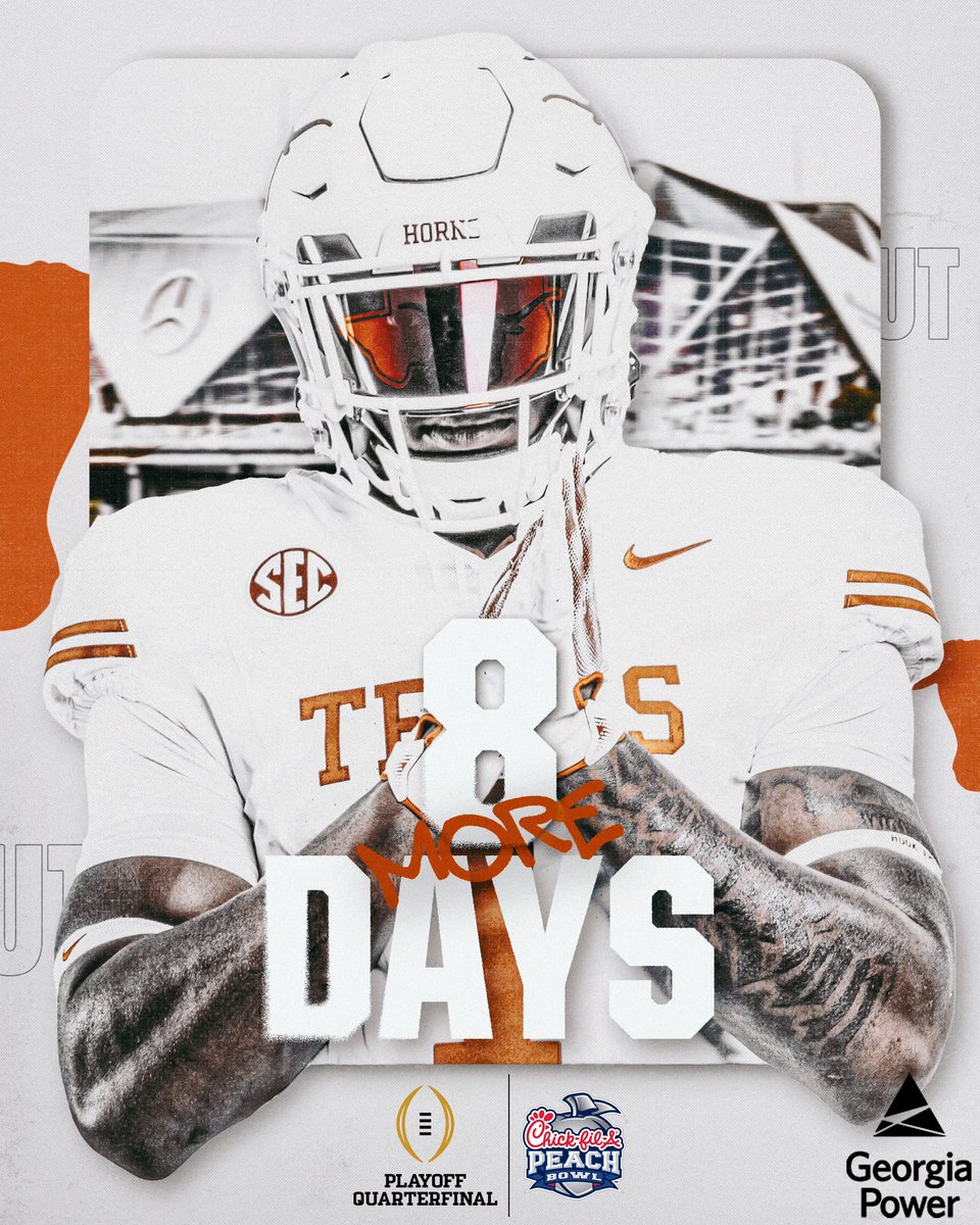 8️⃣ MORE DAYS. 

#CFAPeachBowl // #ForksUp vs #HookEm