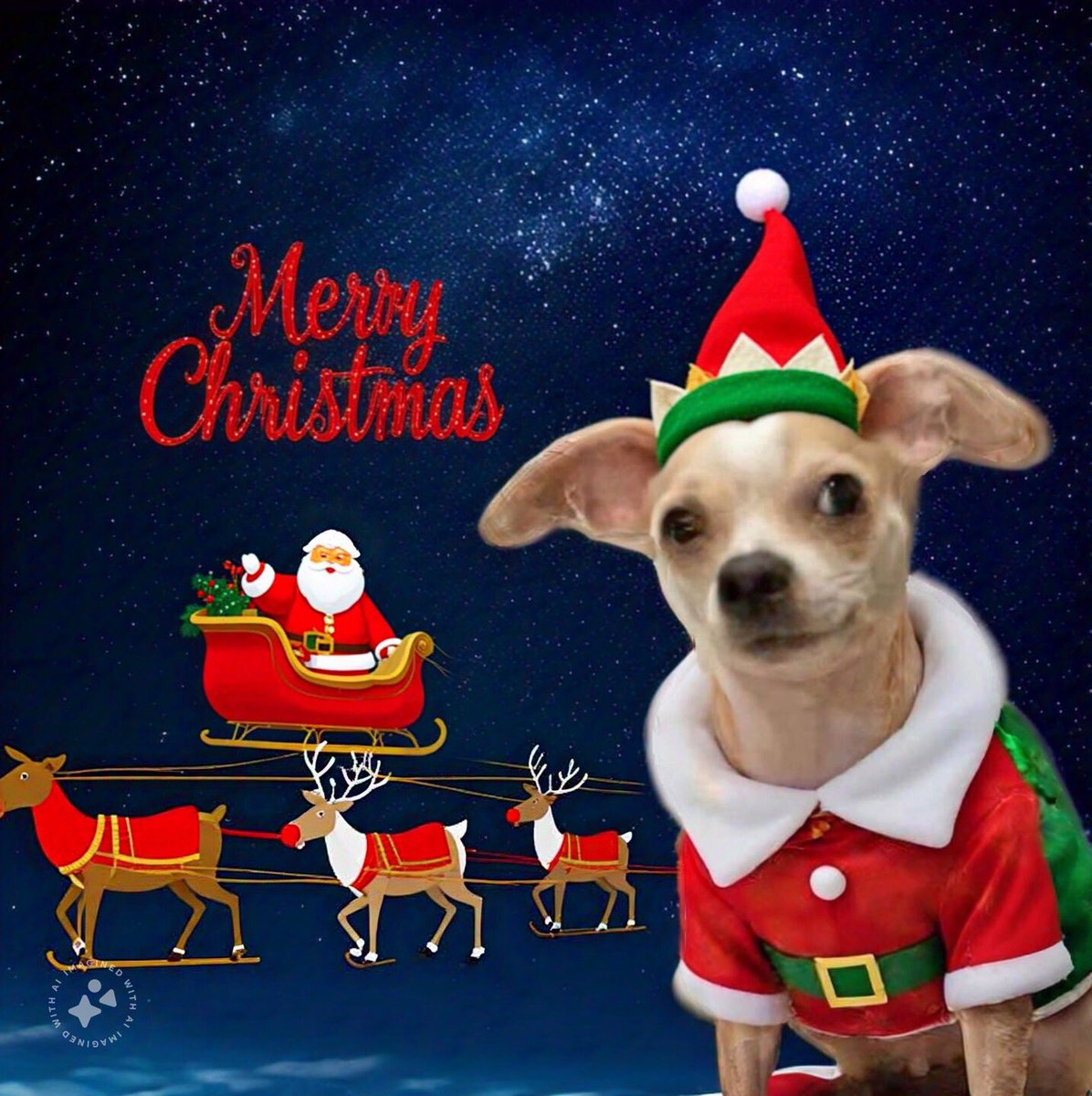 chicathechih's tweet image. Reporting my last live report from the North Pole, I’m Weatherman Odie, &amp;amp; I’m please to share that Santa &amp;amp; his reindeer have left on their global journey, spreading joy &amp;amp; holiday cheer to all. Blessings to all &amp;amp; to all a good nigh. #Christmas #Dog #DogsofTwittter #MerryChristmas