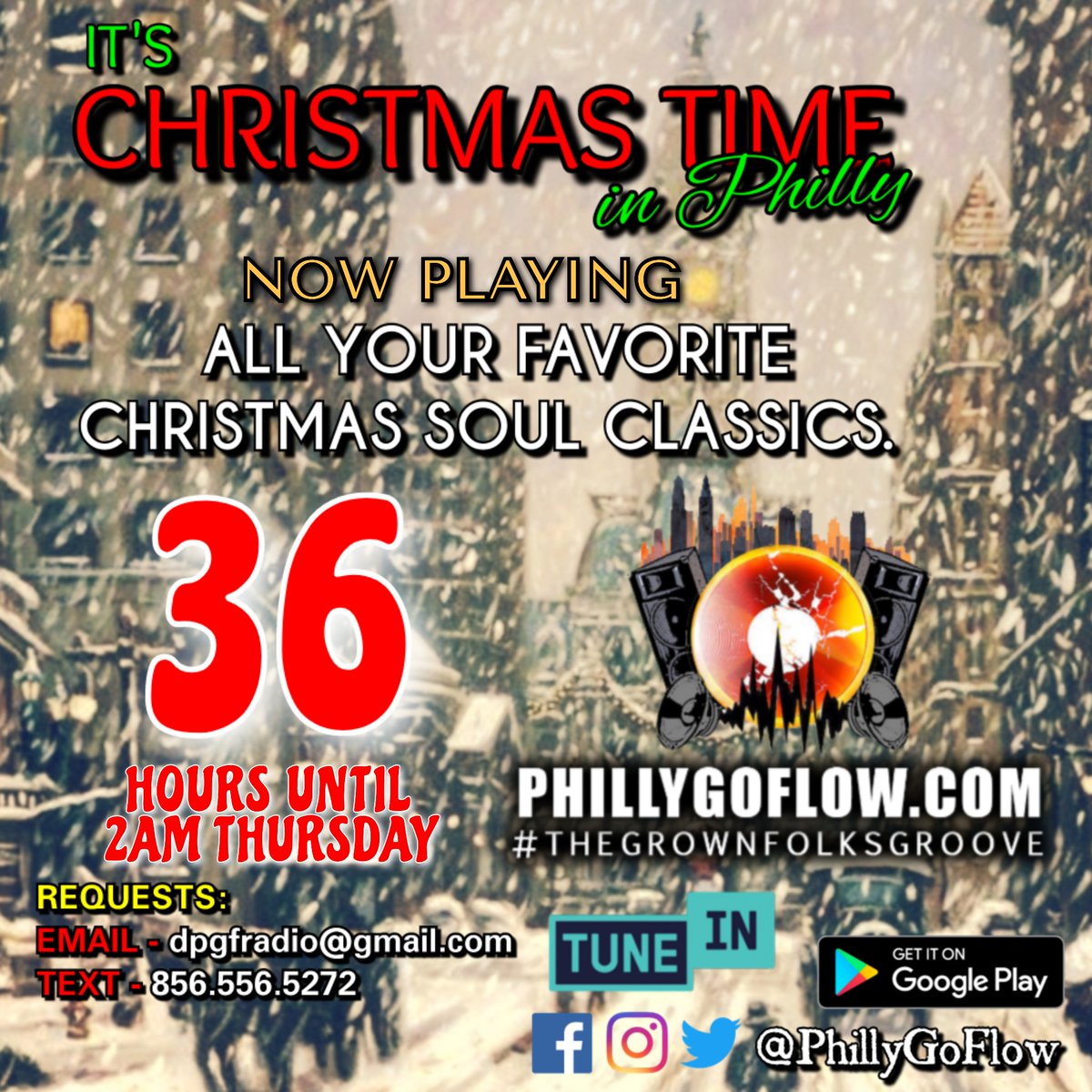 Patrick Manley (@patmanleydpgf) on Twitter photo <a href="/PhillyGoFlow/">Da Philly Go Flow</a> is non-stop Christmas music until 2am on Thursday.
Tap in >> PhillyGoFlow.com <a href="/PhillyGoFlow/">Da Philly Go Flow</a> is non-stop Christmas music until 2am on Thursday.
Tap in >> PhillyGoFlow.com