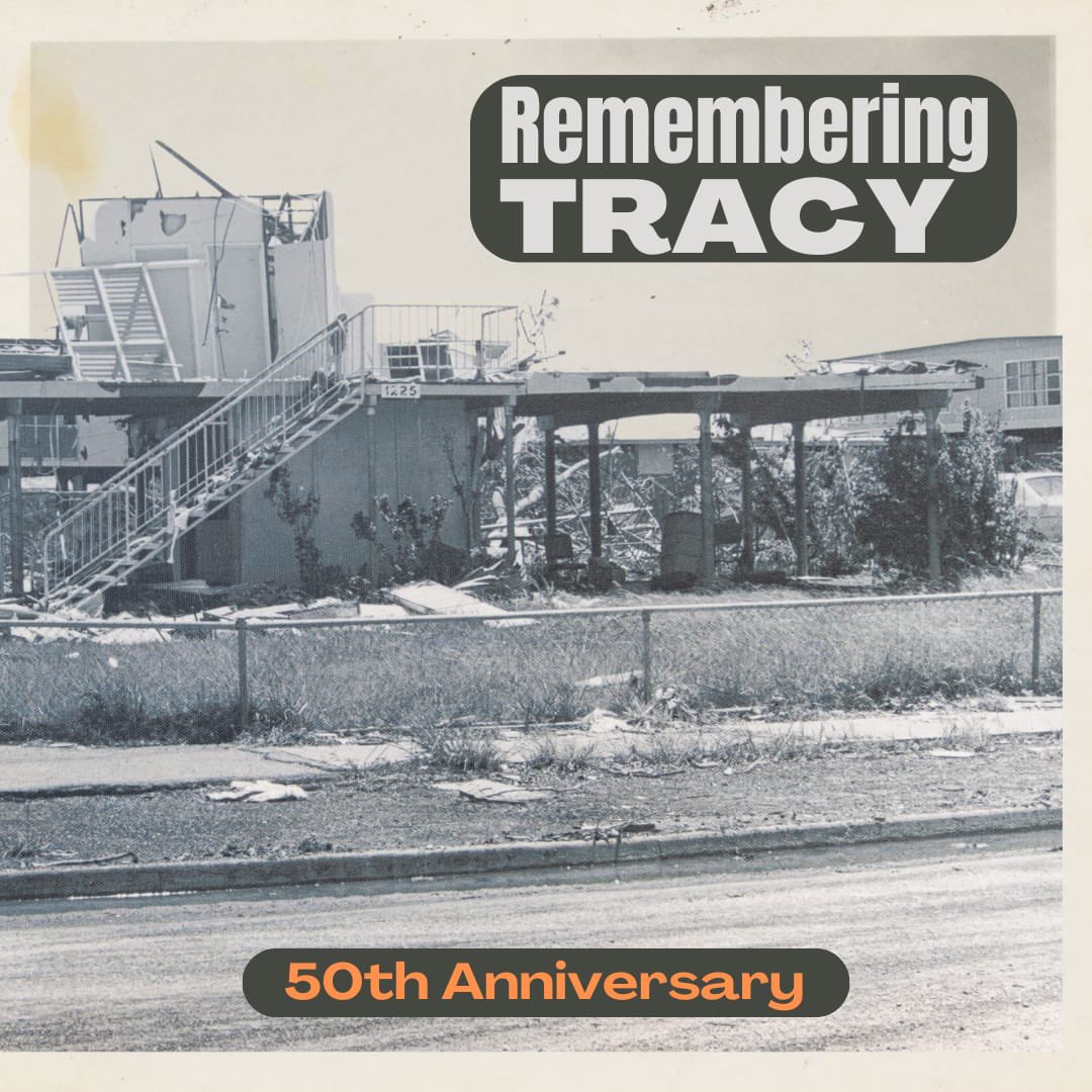 SteveEdgoMLA's tweet photo. Today marks 50 years since #CycloneTracy devastated #Darwin, forever changing our city, and leaving an indelible mark on our collective spirit.
And to the 66 lives lost — you are remembered, you are honoured, and your legacy endures in the strength of the city we call home. https://t.co/tkp67ka5hF