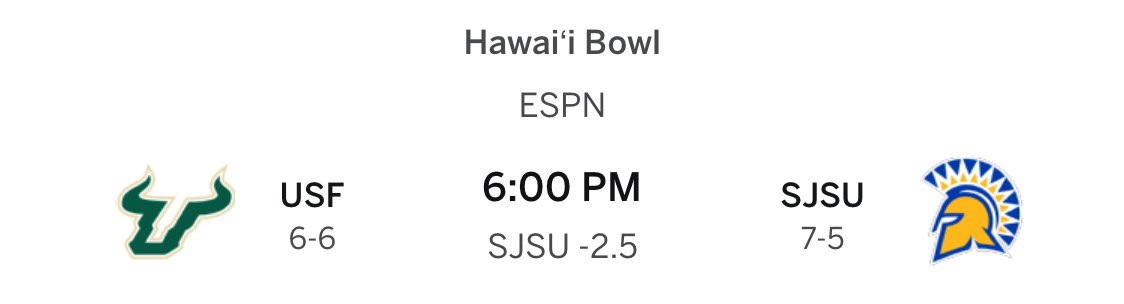 #FreePick 🏈🏆
Only 50 Retweets ‼️‼️‼️
Cmon ‼️‼️‼️

#NCAAF 
San Jose State Spartans 
🆚
South Florida Bulls
#ComeToTheBay | #StayInTheBay
<a href="/USFFootball/">USF Football</a> #SenseiSam 
<a href="/SanJoseStateFB/">San José State Football</a> #Btc
#ThisIsSparta #AllSpartans