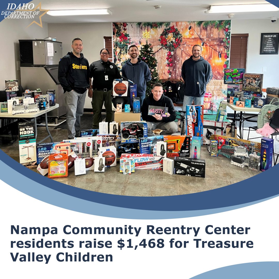 Spreading holiday cheer 🎄 Nampa CRC residents raised $1,468 and purchased toys and other items to fill the stockings of children throughout the Treasure Valley #TeamIDOC