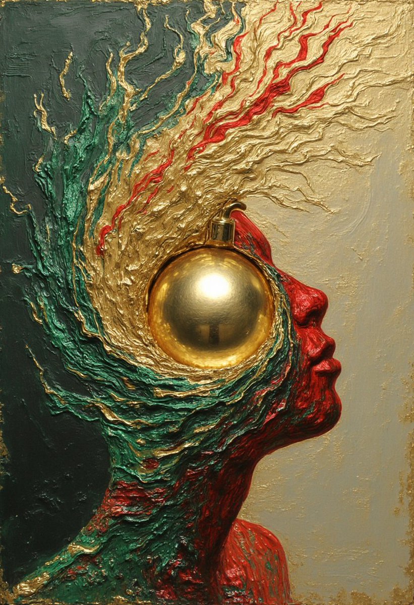 andy_corah's tweet image. #WIP A style I&apos;m playing with 🙂Golden thoughts of Christmas: 🎄#Textured #ChristmasEve #AIArt