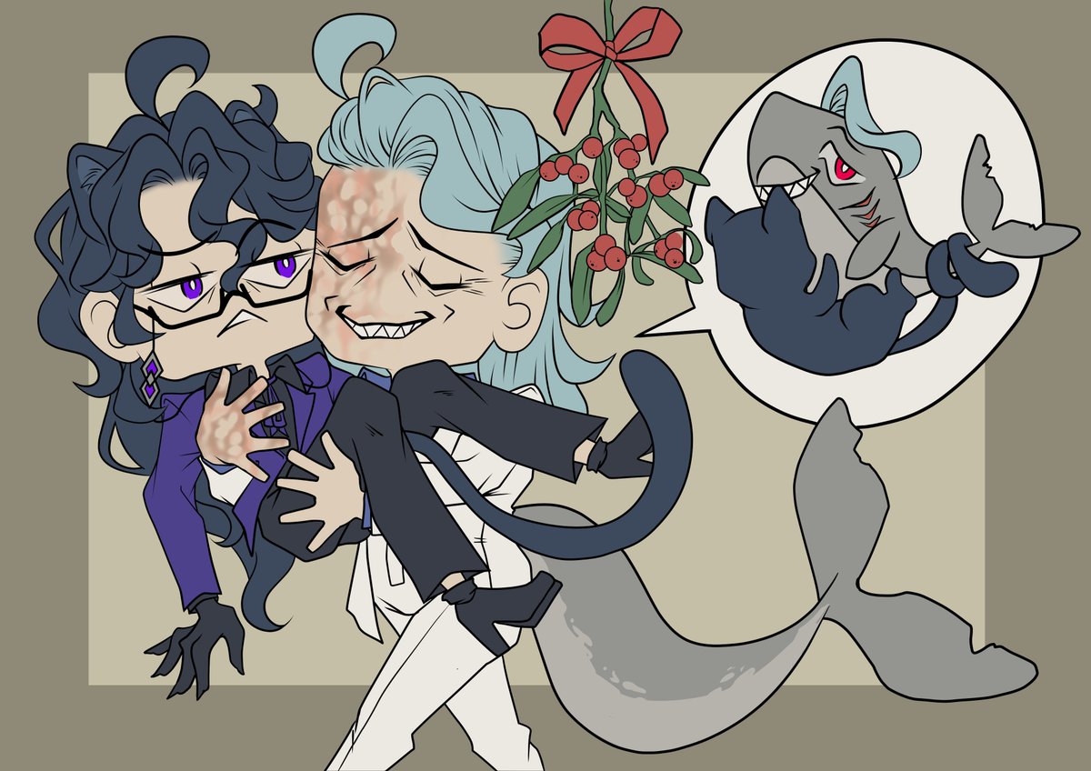 I don´t think Sharkttore understood the mistletoe thing 😂

---- 
for my opossum  <a href="/jormun_gandr/">Moon</a> 💜
